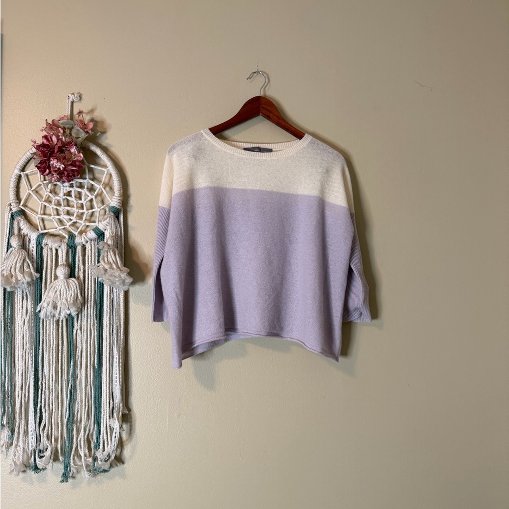360 Cashmere Knit Cashmere Sweater Purple Ivory Size XS